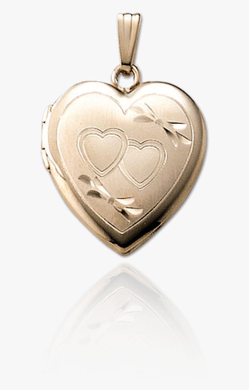 Heart Locket With Engraved Hearts And Ribbon Design - Locket, HD Png Download