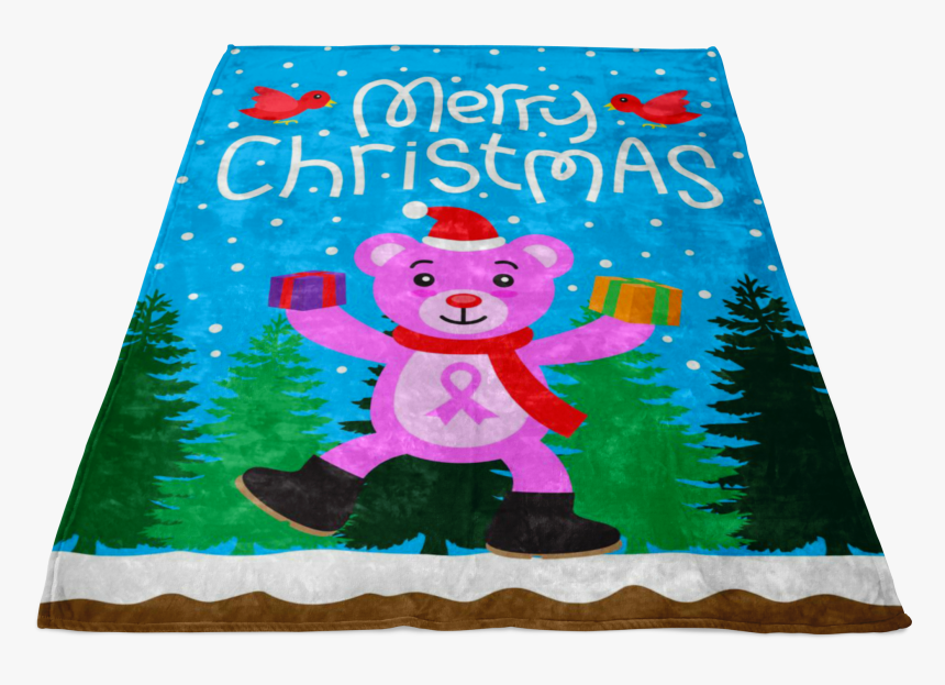 Christmas Bear Pink Ribbon Gift Blanket 
 Data-zoom - Cartoon, HD Png Download