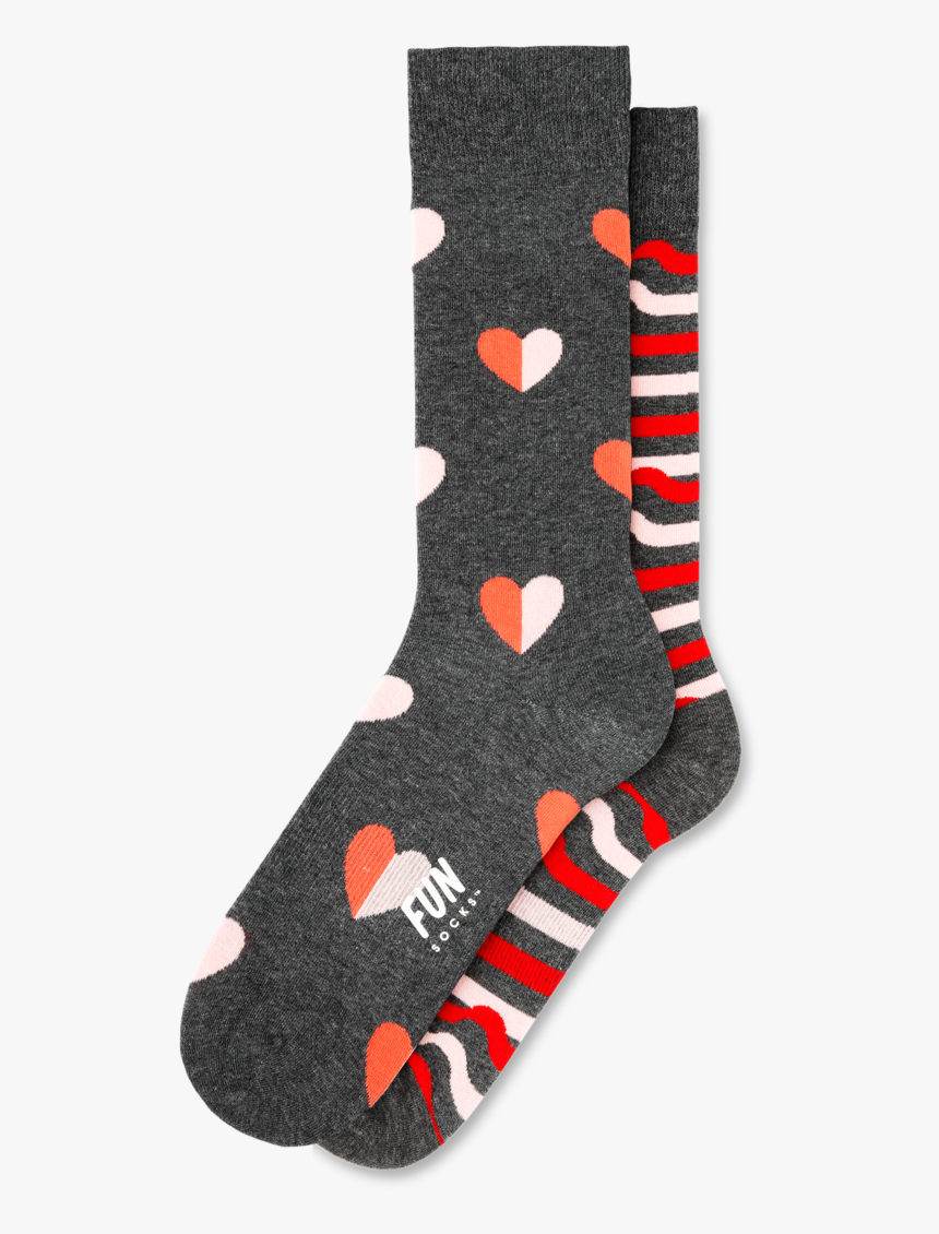 Men S Heart & Ribbon Stripe Socks - Sock, HD Png Download