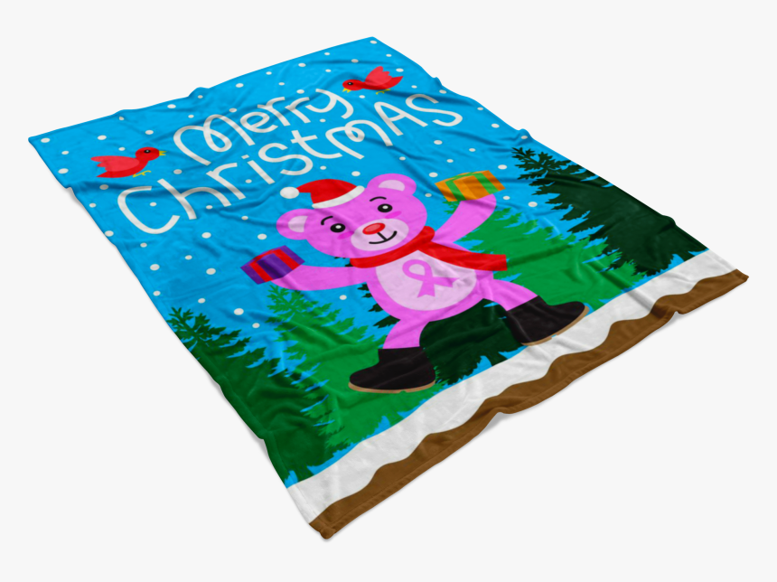 Christmas Bear Pink Ribbon Gift Blanket 
 Data-zoom - Cartoon, HD Png Download