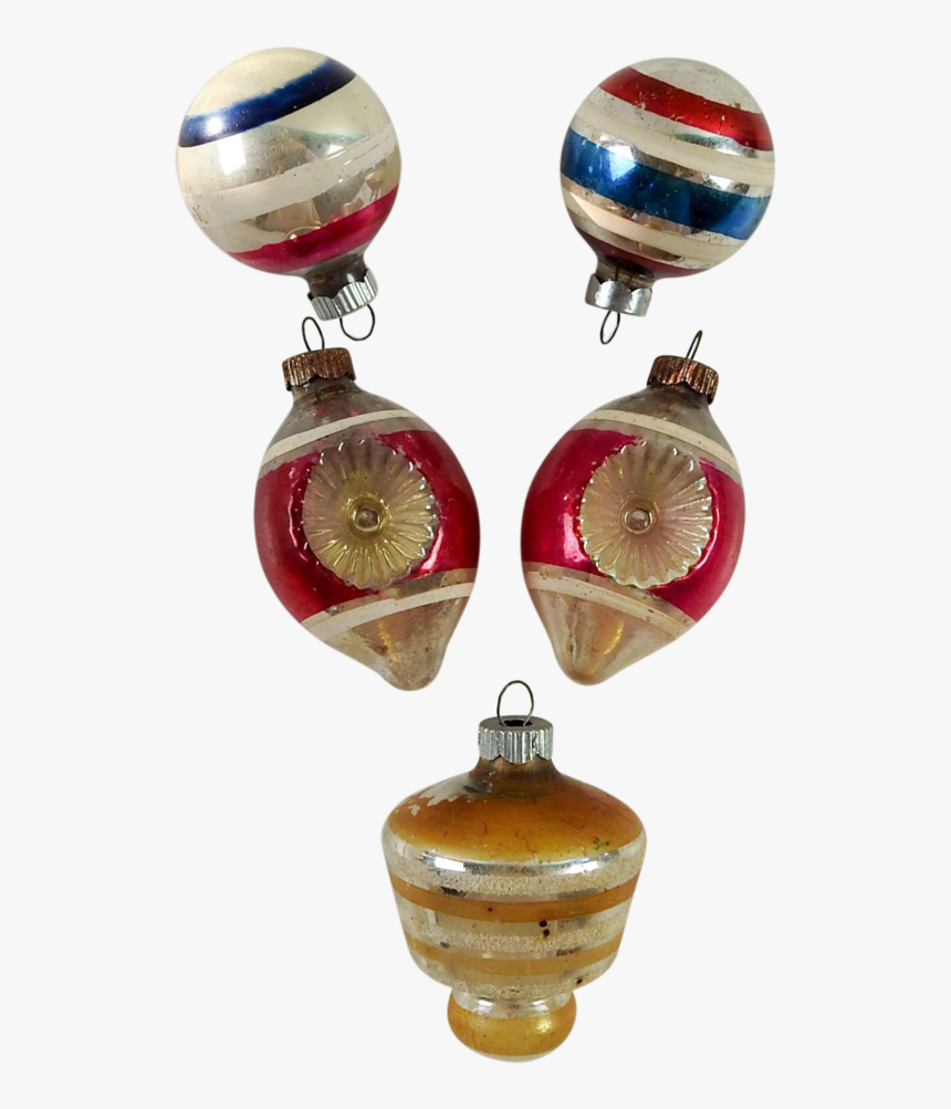 Group Of Vintage Striped Christmas Ornaments - Earrings, HD Png Download