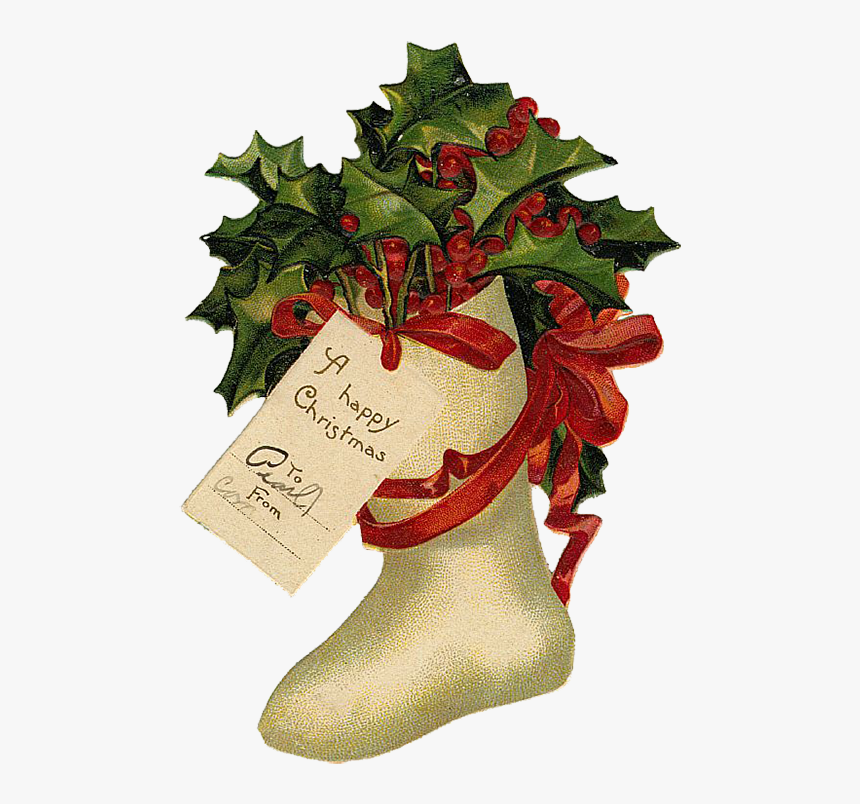 Victorian Christmas Card Stocking, HD Png Download