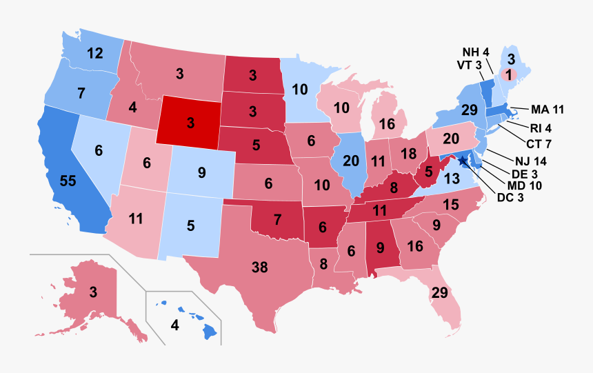 2016 Vote By State, HD Png Download