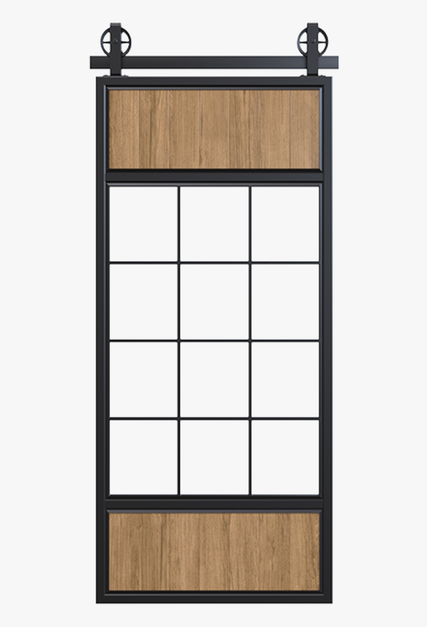 Metal Barn Door With Glass And Wood Panels - Home Door, HD Png Download
