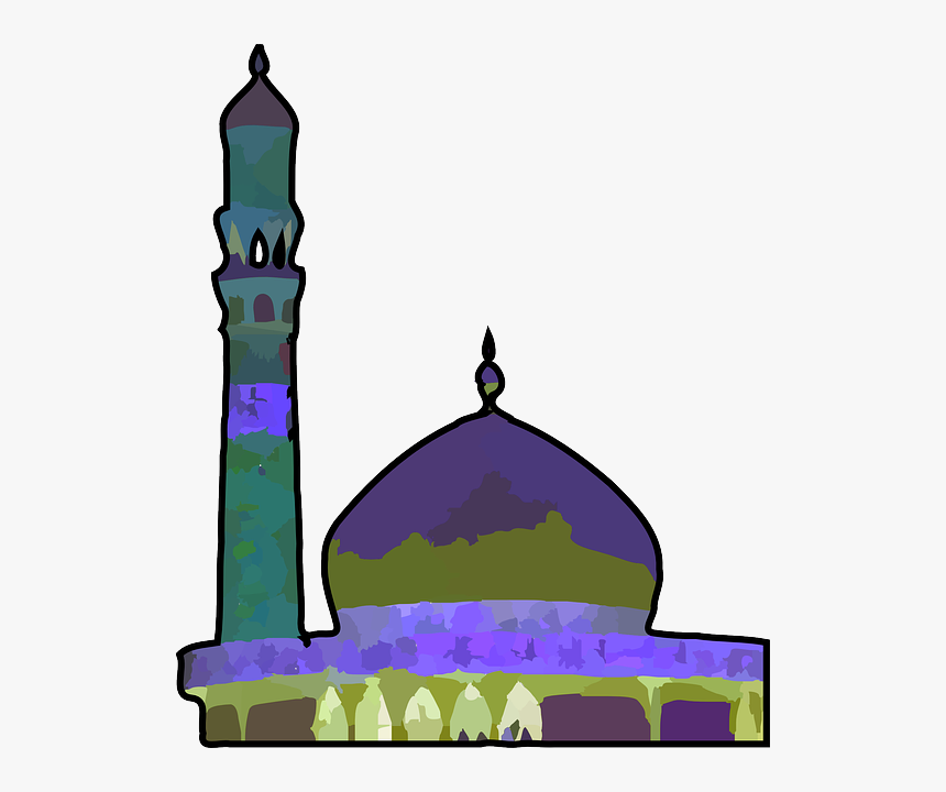 Building Cartoon Religion Logo Islam Islamic Public - Tower Masjid Cartoon Png, Transparent Png