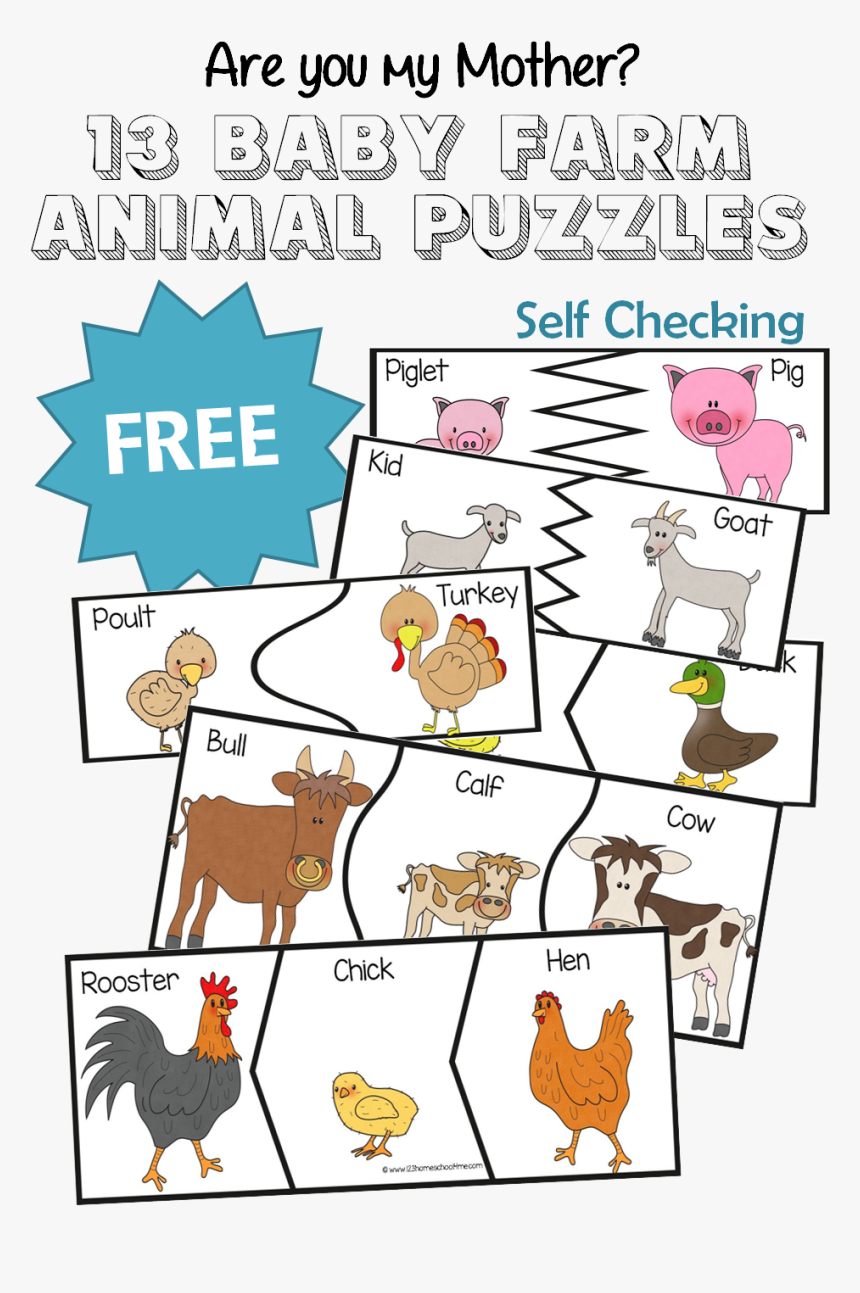 Transparent Baby Animals Png - Farm Animal Puzzles Printable, Png Download