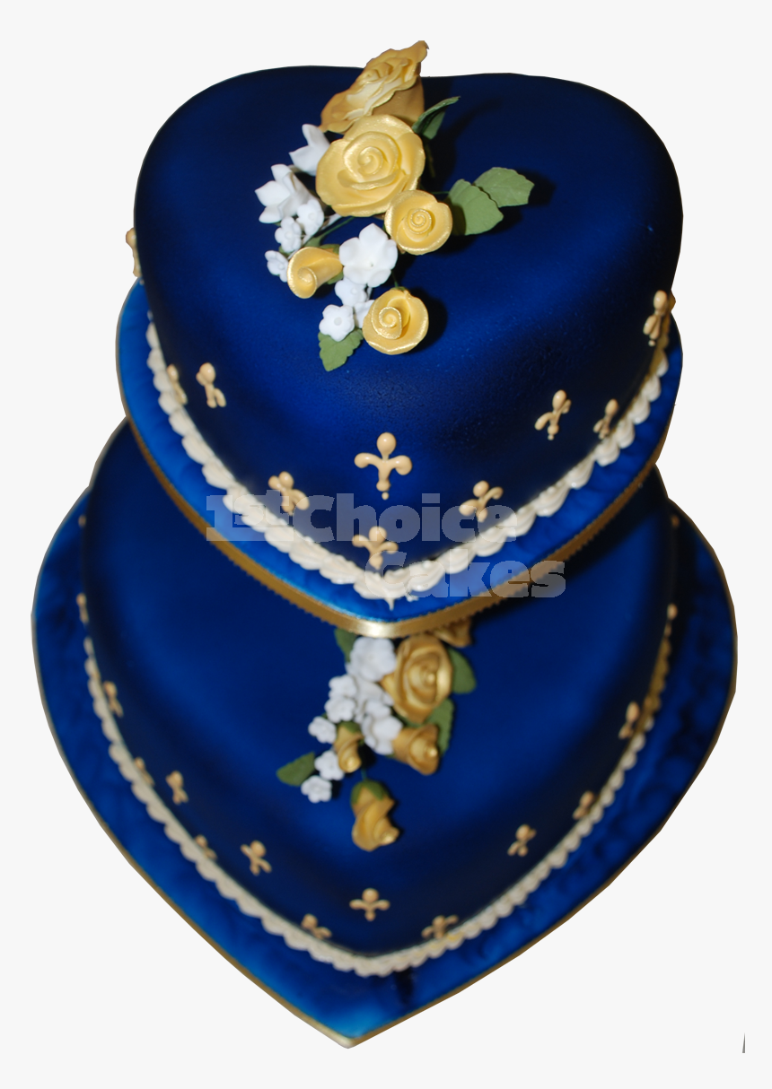 Royal Blue Two Tier Wedding Cakes - Bánh, HD Png Download