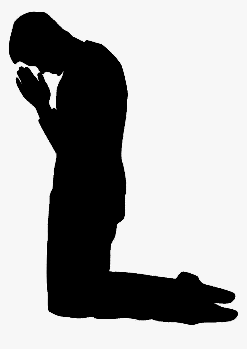 Clip Art Prayer Vector Graphics Image Silhouette - Older Man Praying Silhouette, HD Png Download