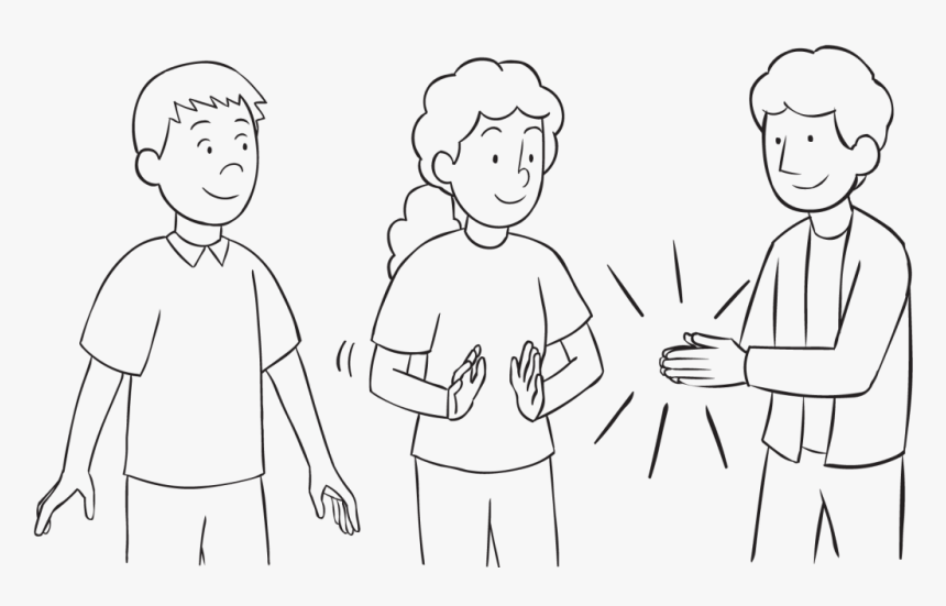Three People Clapping Hands As Part Of Clap Pass Ice-breaker - Line Art, HD Png Download