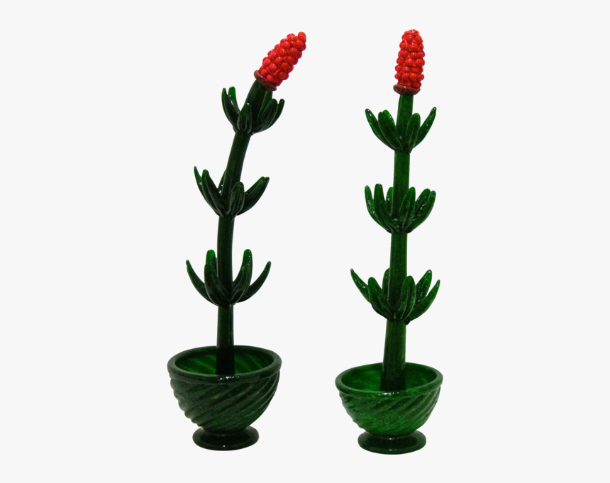 1980s Pair Of Murano Glass Plants With Red Flower - Venetian Glass, HD Png Download