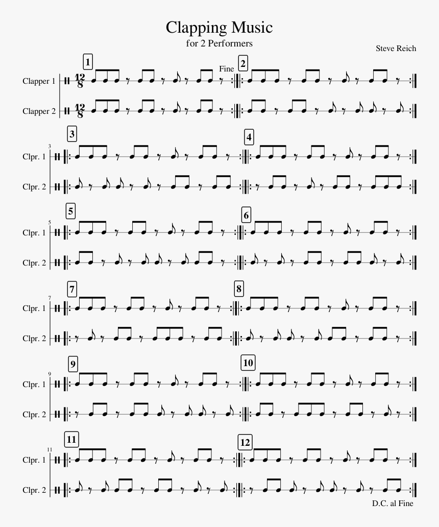Clapping Music Sheet Music, HD Png Download