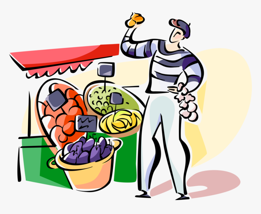 French Outdoor Vendor Vector Image Illustration Of - Open Air Market Clipart, HD Png Download