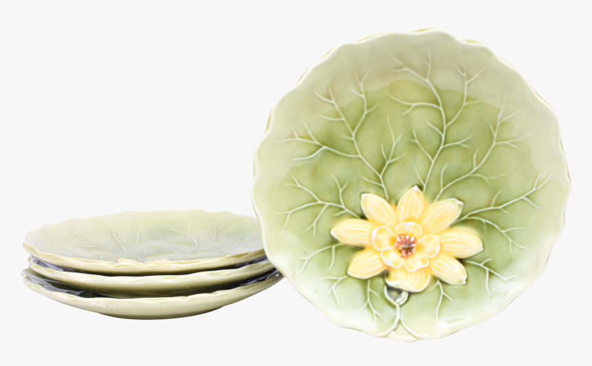 German Lily Pad Majolica Dessert Plates - Zinnia, HD Png Download