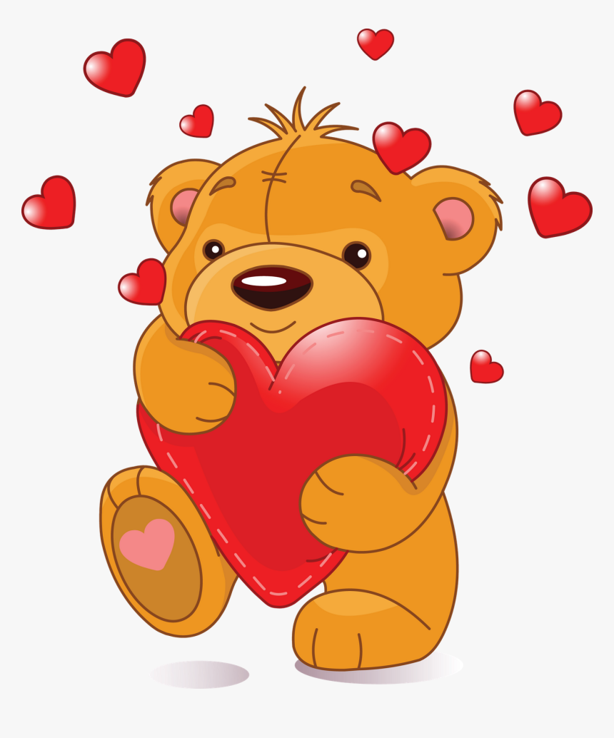 Grandparent Clipart Hug - Cute Teddy Bears With Hearts, HD Png Download