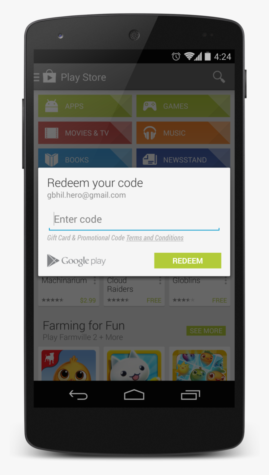 Redeem A Card - Google Play Card For Android, HD Png Download