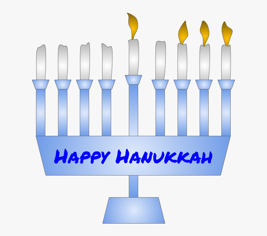 Menorah, Hanukkah, Third Night Candle Lit, Blue - Graphic Design, HD Png Download