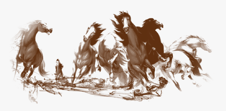 Ink Wash Painting Download Shan Shui - Running Horse Painting Png, Transparent Png