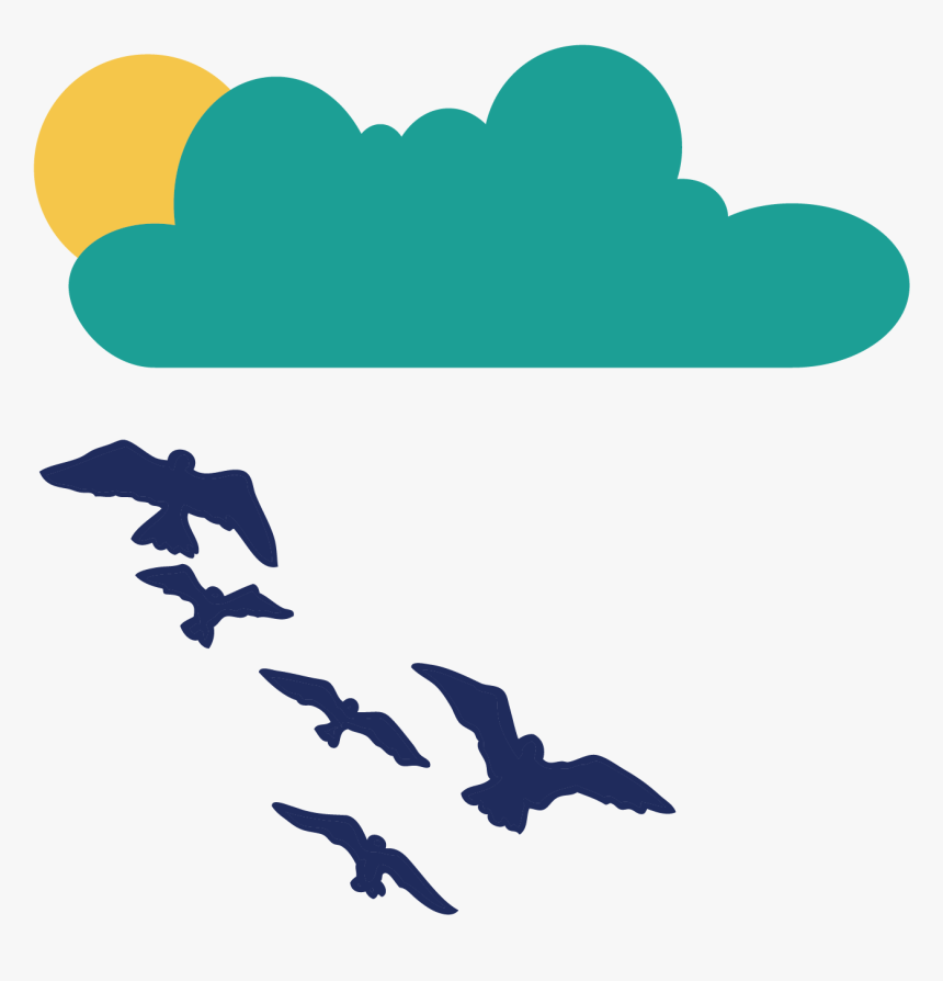 Clouds Seagull Flying - Flock Of Birds Silhouette, HD Png Download