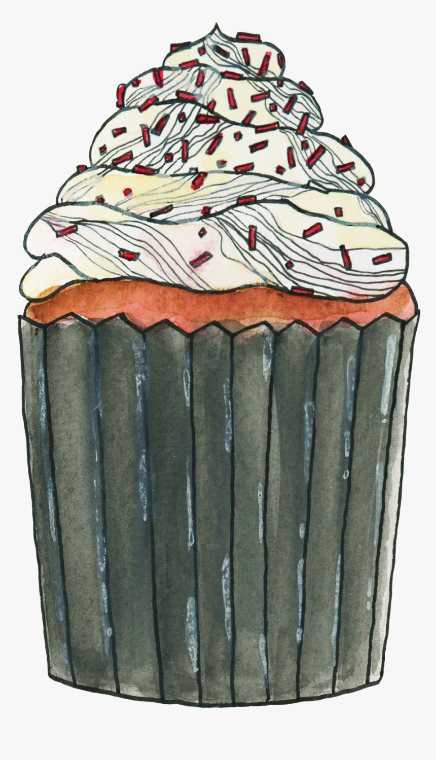 Strawberry Ice Cream Red Velvet Cupcake - Cupcake, HD Png Download