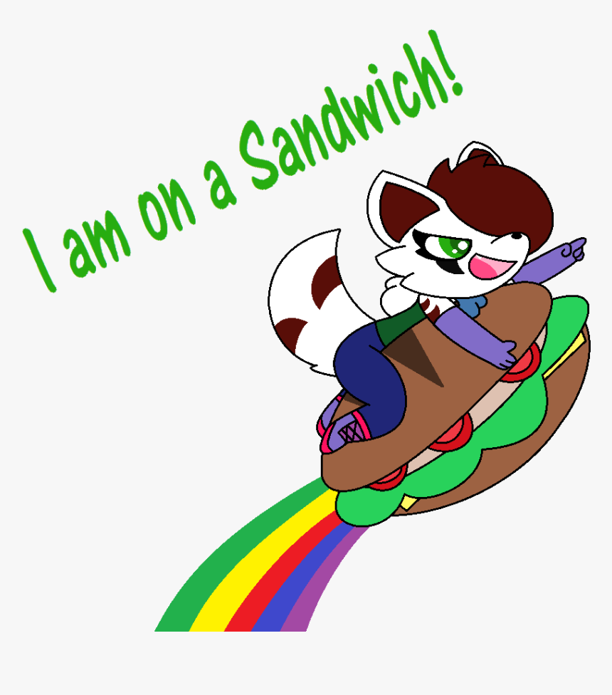 Marshmellow Riding A Sandwich - Cartoon, HD Png Download