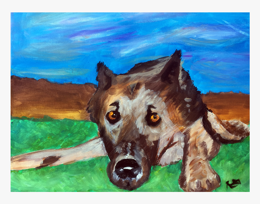 German Shepherd Portrait Acrylic Painting, HD Png Download