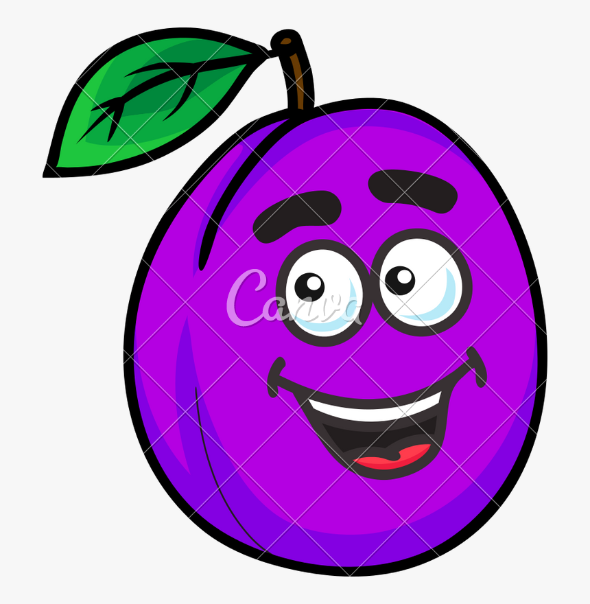 Clip Art Plum Cartoon - Plum With A Face, HD Png Download