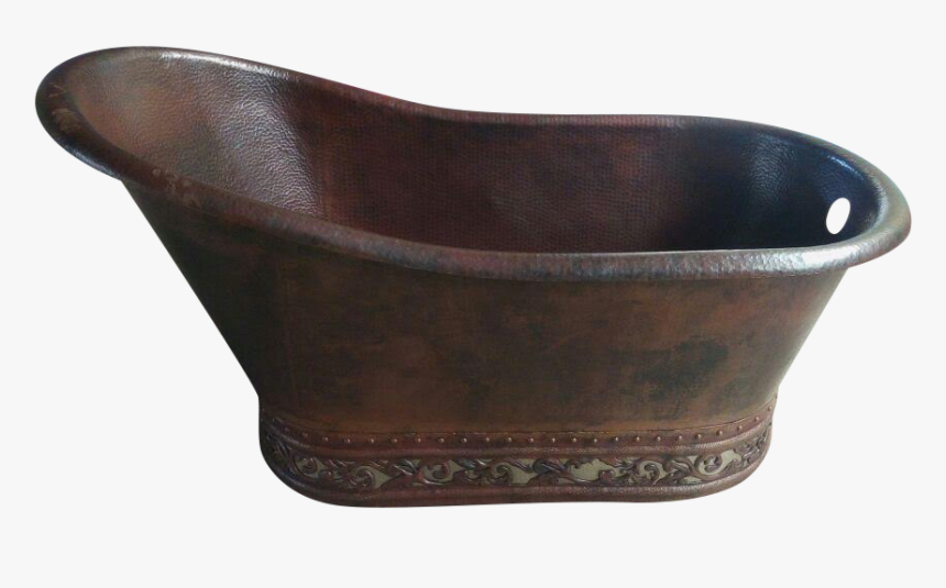 Slipper Copper Bathtub With Scroll Design - Leather, HD Png Download