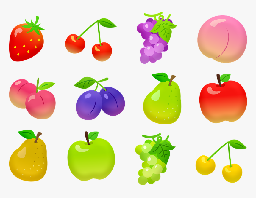 Fruit, Apples, Pears, Grapes, Cherries, Plums - 과일 일러스트 무료, HD Png Download