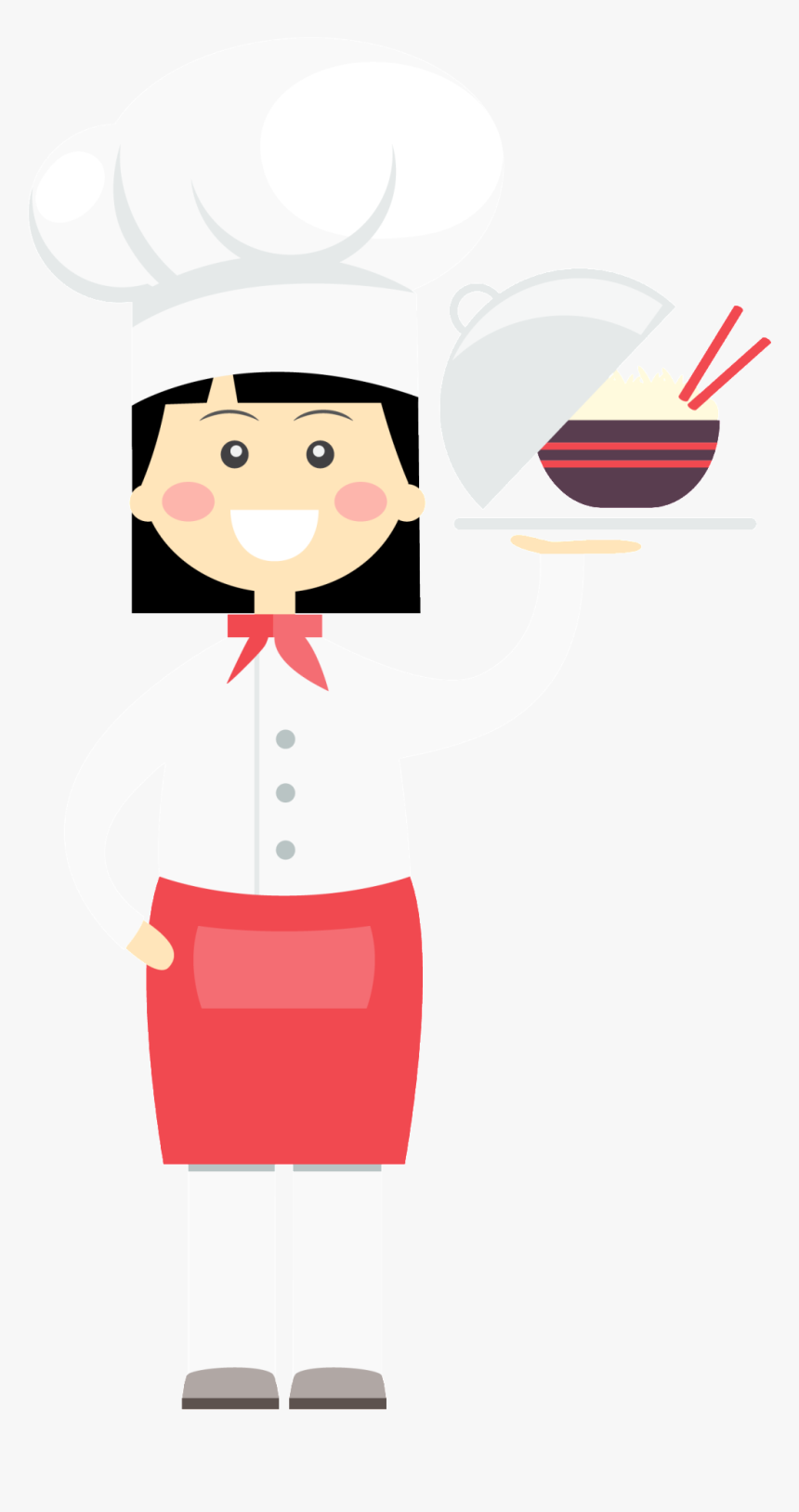 Flat Female Catering Industry Chef Cartoon Background - Portable Network Graphics, HD Png Download