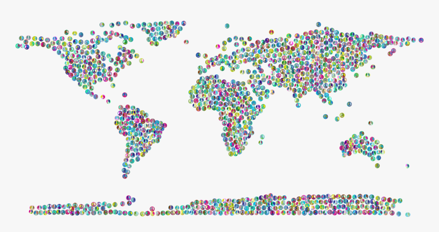 Prismatic Peace Sign World Map 3 No Background Clip - Minimal World Map Png, Transparent Png