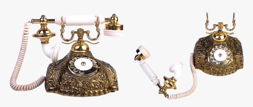 Old Phone Phone Link Free Photo - Gold Old Telephone Transparent, HD Png Download