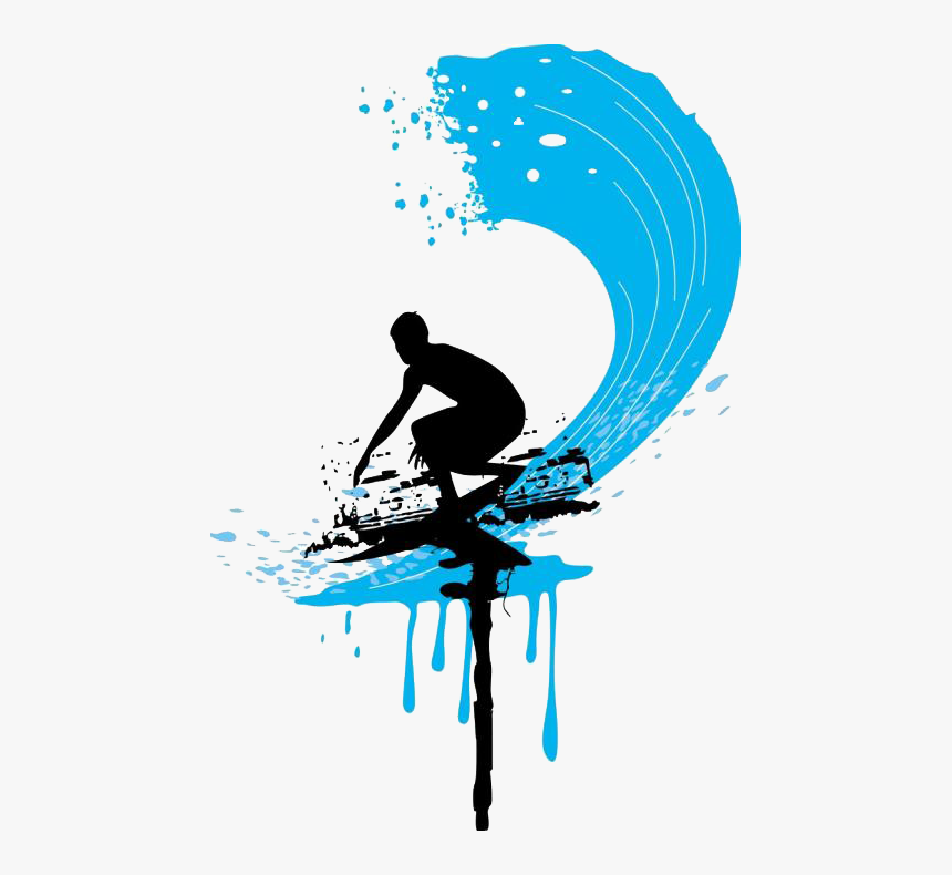 Surfing Cartoon Clip Art - Transparent Surfing Clipart, HD Png Download