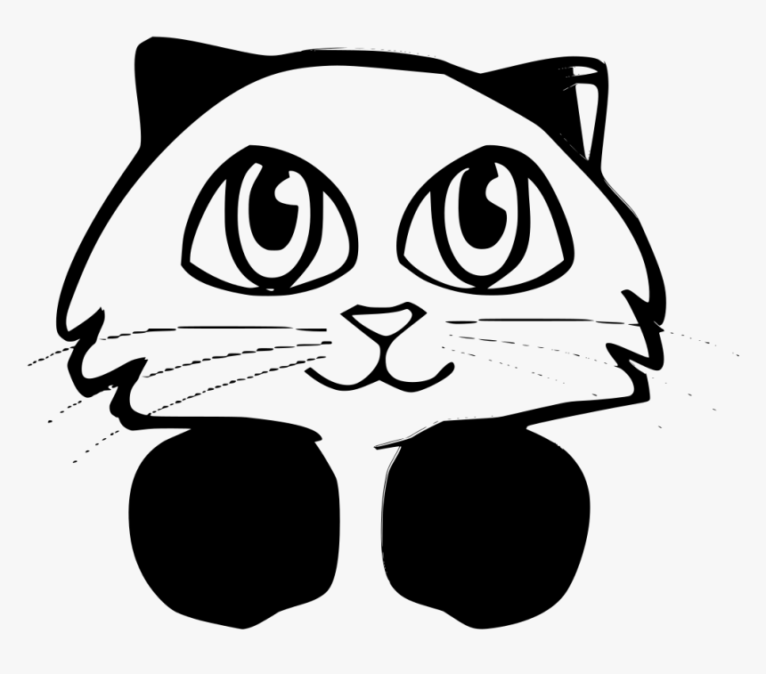 Cartoon Cat Clipart Black And White, HD Png Download