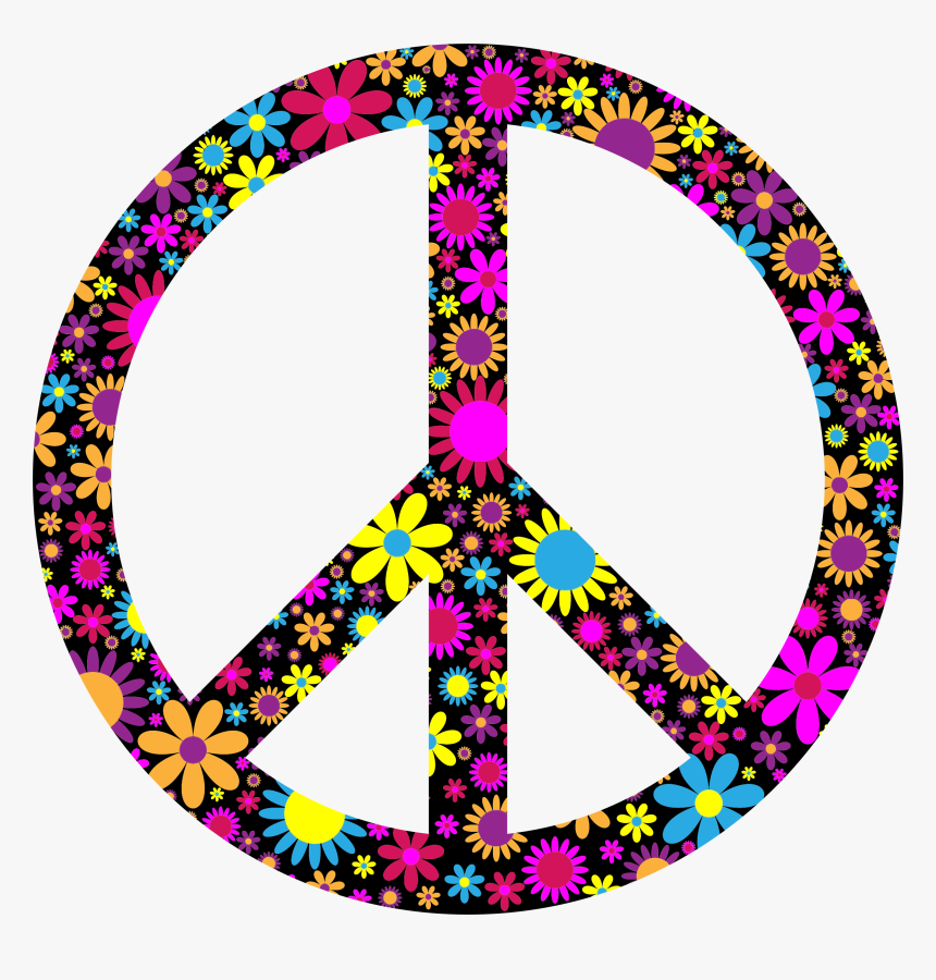 Floral Peace Sign - Simple Peace Tattoo Designs, HD Png Download
