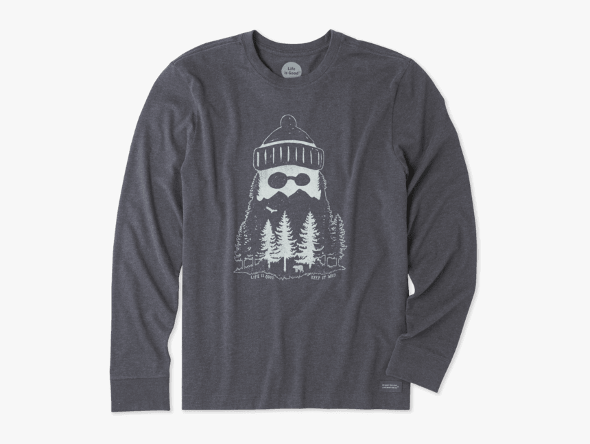 Men S Mountain Beard Long Sleeve Crusher Tee - Long-sleeved T-shirt, HD Png Download