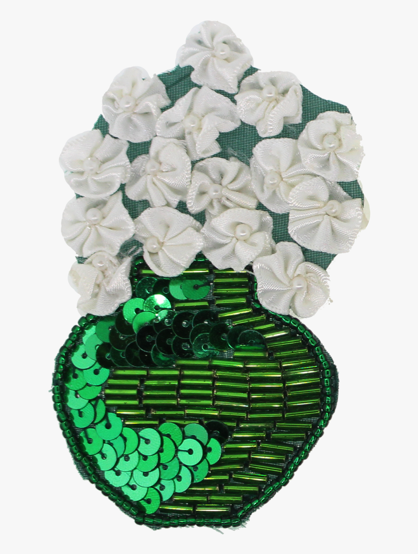 Flowers In A Vase Beaded & Sequin Applique - Artificial Flower, HD Png Download