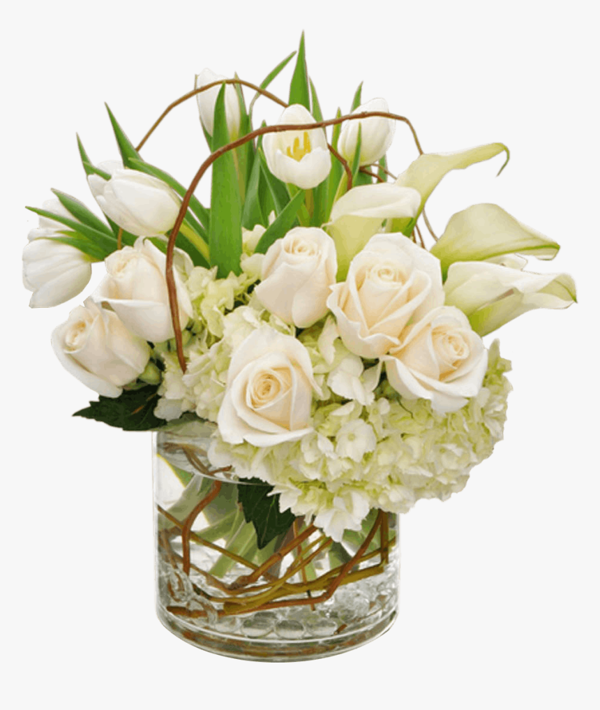 White Roses And White Tulips Arrangements, HD Png Download