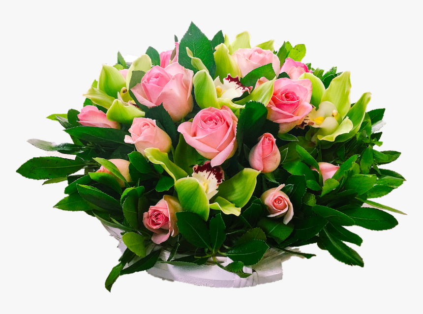 Basket Of Roses And Orchids, HD Png Download