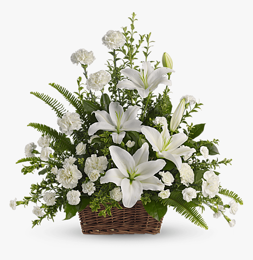 Peaceful White Lilies Basket, HD Png Download