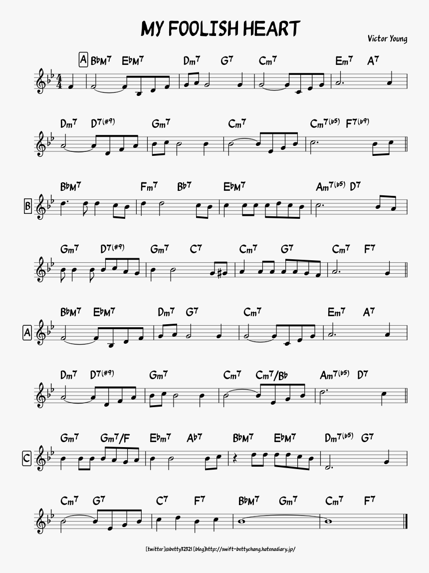 My Foolish Heart Spartito, HD Png Download
