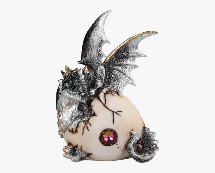 Silver Dragon Hatchling With Jeweled Egg - Dragon Hatchling, HD Png Download