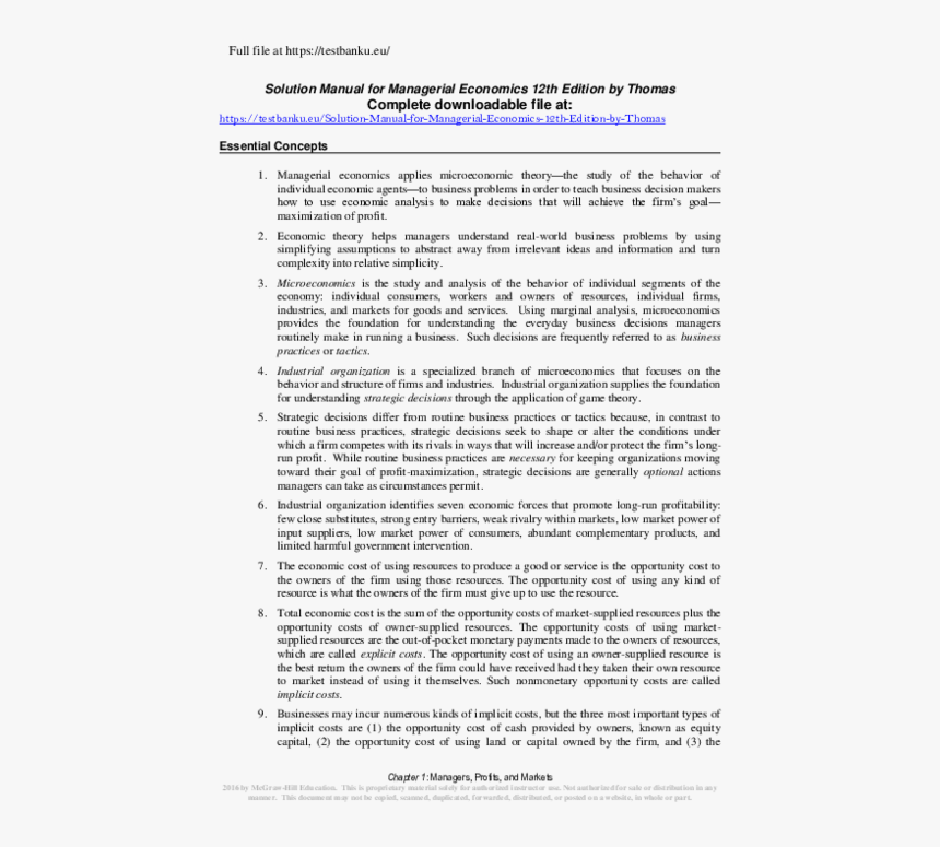 Chapter 1 Managers Profits And Markets, HD Png Download