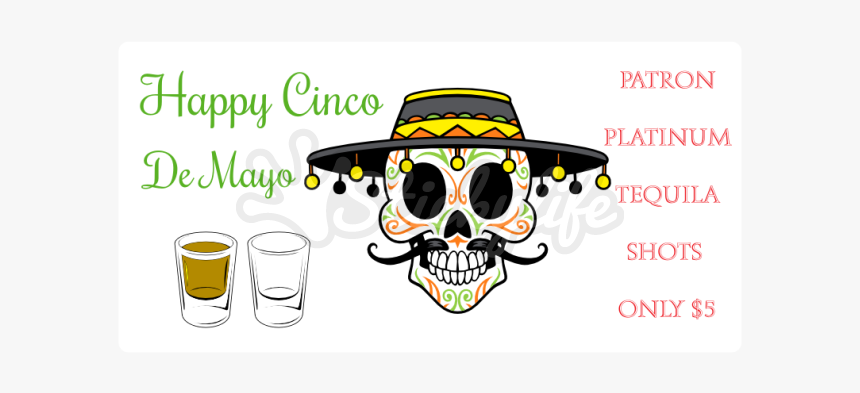 Happy 5 De Mayo Static Cling - Skull, HD Png Download