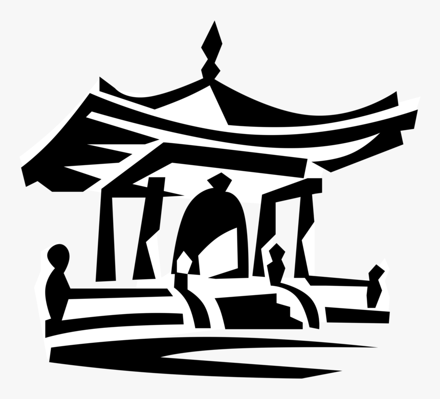 Vector Illustration Of Asian Japanese Or Chinese Pagoda - Китайский Храм Чб Логотип, HD Png Download