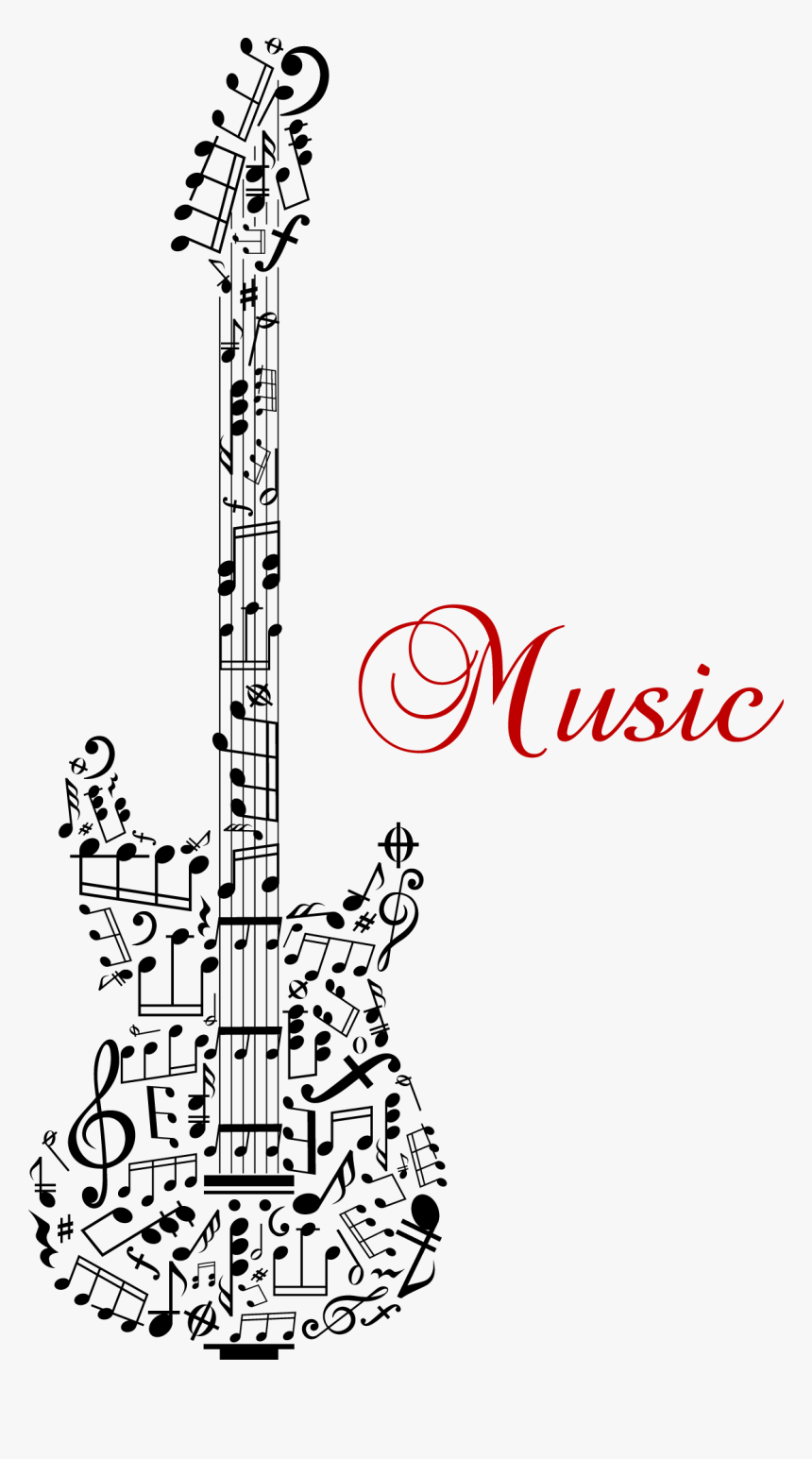 Guitar Made Out Of Music Notes, HD Png Download