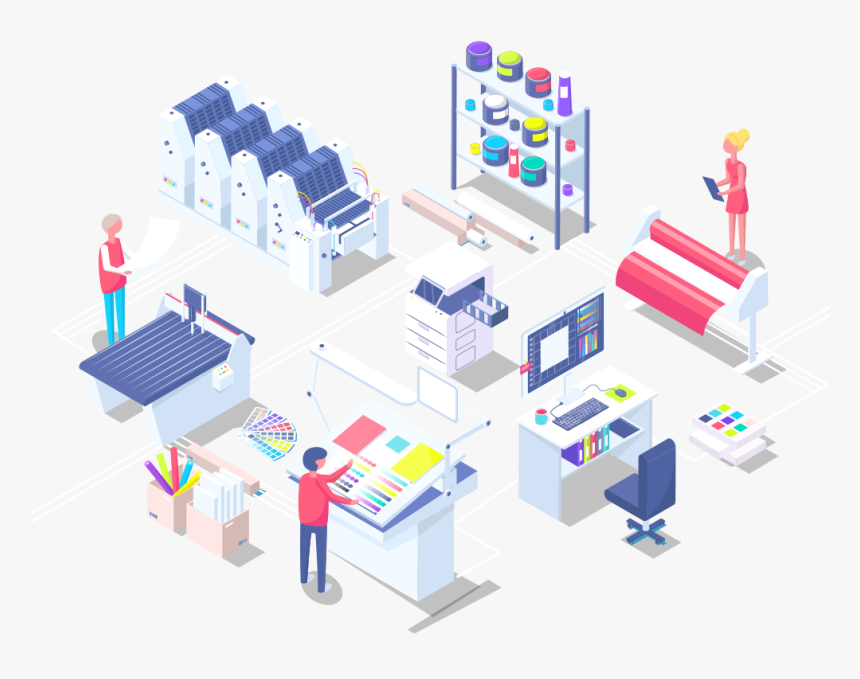 Printing House Isometric Polygraphy Composition Vector, HD Png Download