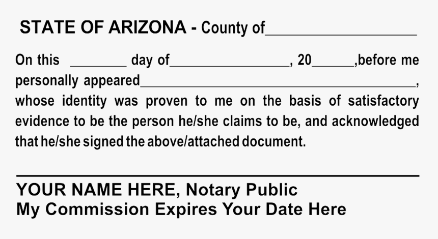 Arizona Notary Acknowledgement Stamp, HD Png Download