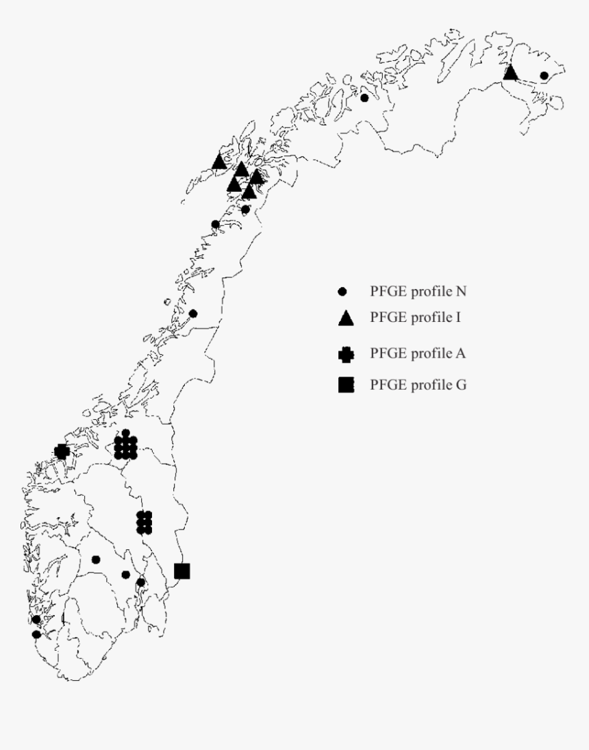 Map Of Norway With Plots Showing The Spatial Distribution - Illustration, HD Png Download