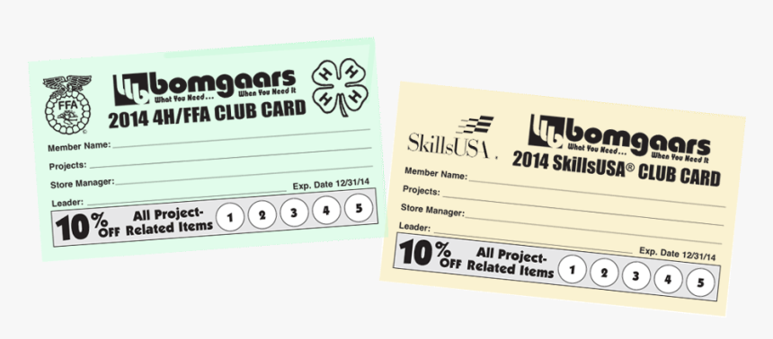 Bomgaars 4h/ffa And Skillsusa Club Cards Banner - Label, HD Png Download