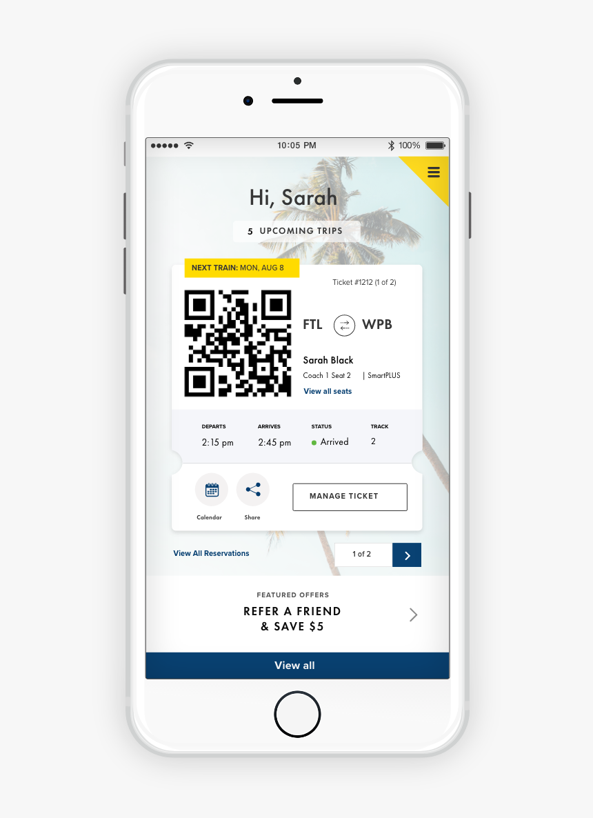 Brightline Mobile App - Smartphone, HD Png Download